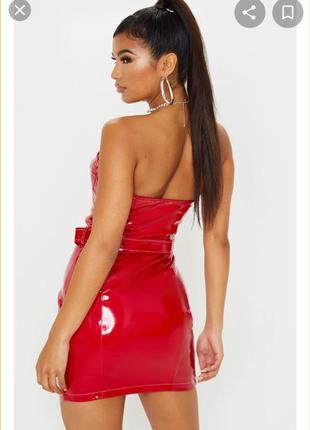 Красное виниловое (лаковое, латексное) платье2 фото