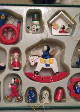 Набор 18 шт деревянные винтажные ёлочные игрушки №4
