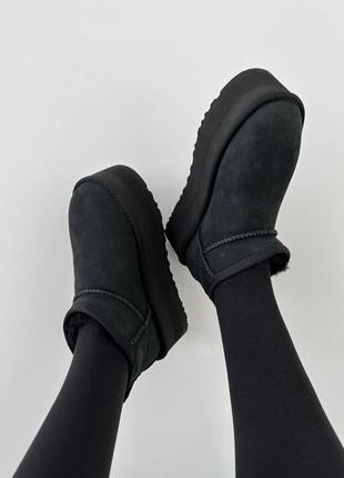 Натуральные женские угги на платформе, Ugg теплі хутряні чоботи 100.6 фото