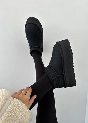 Натуральные женские угги на платформе, Ugg теплі хутряні чоботи 100.2 фото