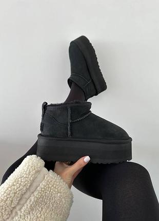 Натуральные женские угги на платформе, ugg ultra mini platform.