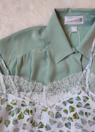 Голубой набор пижамный натуральная шелковая пижама комплект для сна шелк майка шорты шелковые принто8 фото