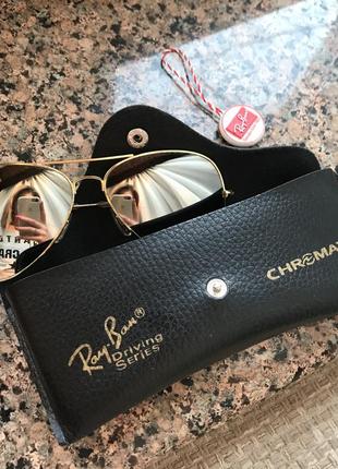 Очки мужские ray ban aviator gold chromax driving series4 фото