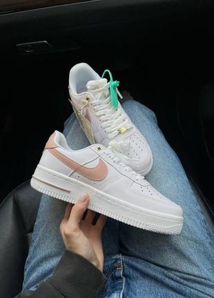 Кроссовки nike air force 1 white/pink2 фото