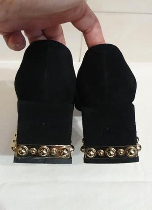 Стильные женские черные туфли на квадратных каблуках р.36 (24 см)5 фото