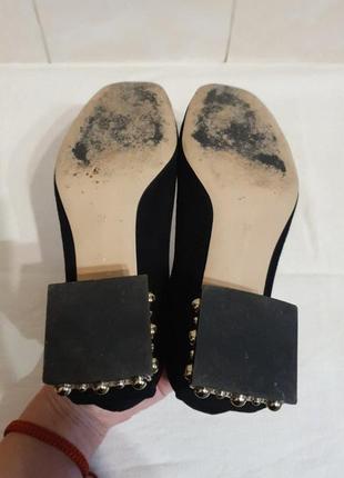 Стильные женские черные туфли на квадратных каблуках р.36 (24 см)6 фото