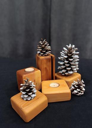 Дерев'яні підсвічники ручної роботи для чайних свічок