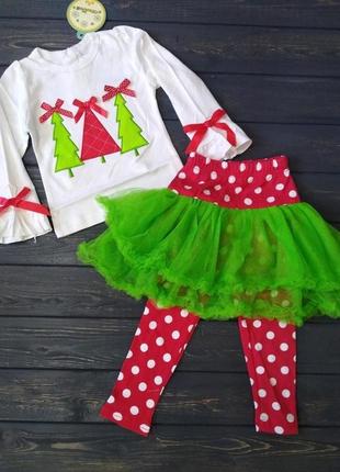 Детский новогодний костюм для девочки "три ялинки"
