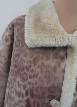 Классна натуральна дублянка дубленка пальто парка куртка леопардовий принт.2 фото