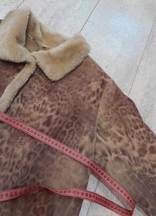 Классна натуральна дублянка дубленка пальто парка куртка леопардовий принт.5 фото