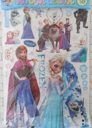 Большой 3d стикер для декора стен frozen (холодное сердце) и принцессы