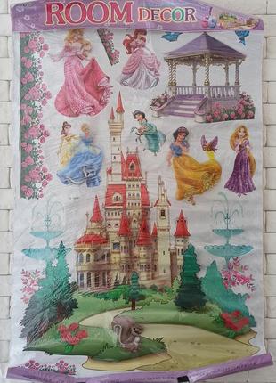 Большой 3d стикер для декора стен frozen (холодное сердце) и принцессы