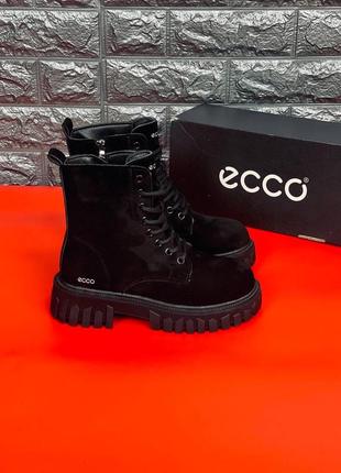 Ботинки экко ecco женские зимние на меху ботинки эко черные классические5 фото