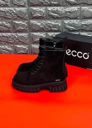 Ботинки экко ecco женские зимние на меху ботинки эко черные классические4 фото