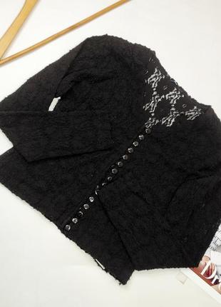 Кардиган жіноча накидка мереживна коротка чорного кольору від бренду berta graff s2 фото