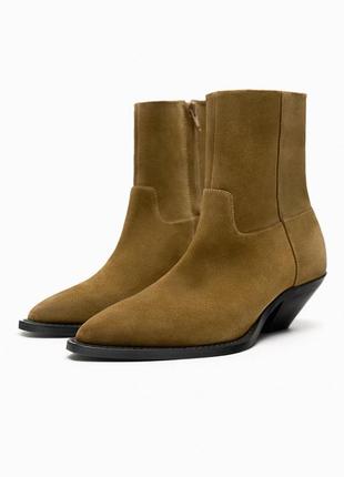 Сапоги боты ботинки козаки зара zara кожаные ковбойки кожа натуральная замш