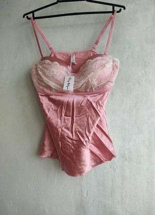 Сексуальный шелковый итальянский пеньюар с кружевом и косточками, бюстье philippe matigno...