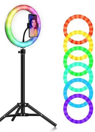 Кольцевая светодиодная led лампа flat ring 14" + tripod 2.1m2 фото