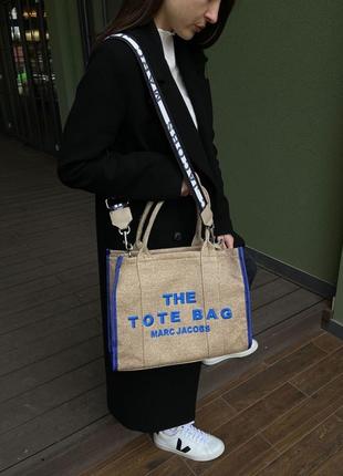 Женская сумка из текстиля marc jacobs large tote bag  шоппер на молнии