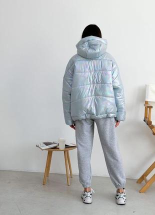 Женская зимняя объемная куртка с перламутром2 фото