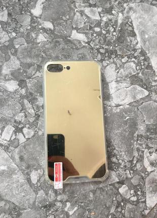 Новый чехол на айфон 8+ золотистый зеркальный