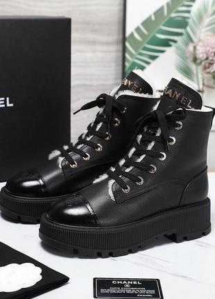 Ботинки зимние с мехом овчина chanel