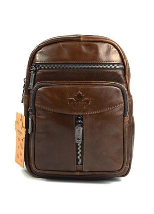 Коричневая мужская нагрудная сумка рюкзак слинг через плечо, сумочка из натуральной кожи на грудь
