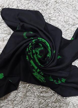 Шикарний женський платок «зелёные цвети»3 фото