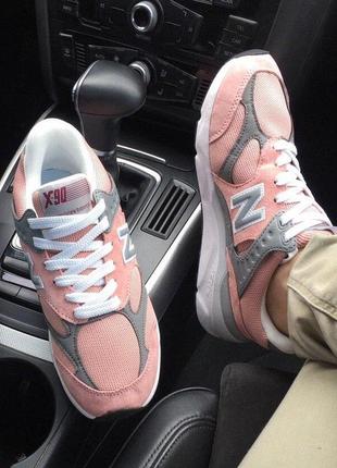 New balance x-90 pink шикарні жіночі замшеві кросівки (весна-літо-осінь)😍