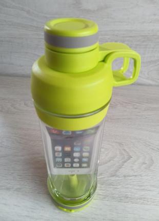 Спортивная бутылка cup bottle 6s с отсеком для мобильного телефона салатовая