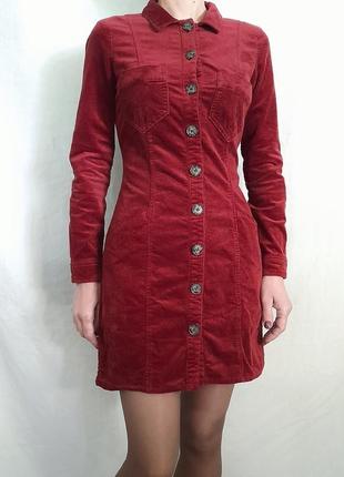 97% котон. вельветове плаття zara. жіноча міні сукня-сорочка на гудзиках велюрове в рубчик