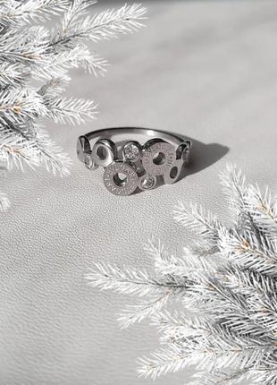 💍 15.5 розмір кільце медична сталь хірургічна сталь цирконій білий