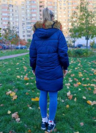 Тепло и стиль: зимнее пальто красивого синего цвета – ваша роскошь в холодное время3 фото