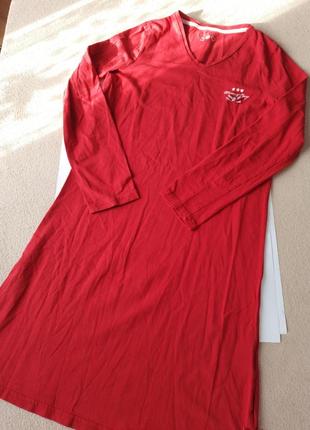 Красная ночная рубашка в новогоднем стиле1 фото
