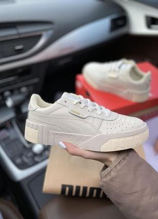 Puma кожаные женские кроссовки в бежевом цвете (весна-лето-осень)😍6 фото