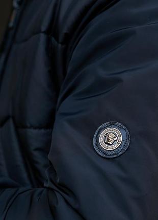 Тёплая мужская удлиненная куртка зима с овчиной плащевка канада на синтепоне пуффер пуховик парка с капюшоном на молнии черный8 фото
