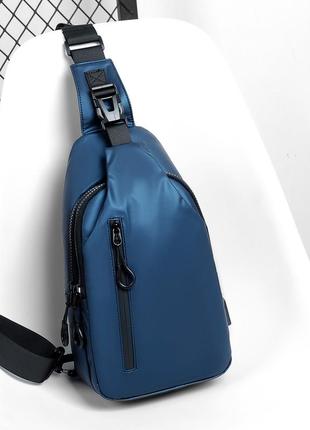 Спортивная сумка слинг corze 0126blu, синяя3 фото
