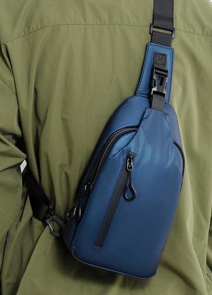 Спортивная сумка слинг corze 0126blu, синяя5 фото