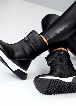 Ботинки "ally", черные, натуральная кожа, зима5 фото