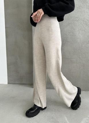 Трикотажні брюки палаццо беж туреччина xs s m1 фото