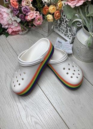 Жіночі крокси на платформі райдуга сабо crocs platform rainbow4 фото