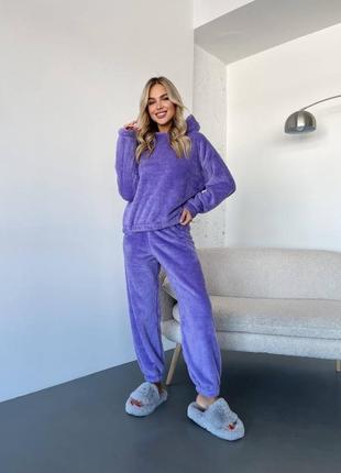 Костюм домашний пижама махра худи с капюшоном и брюки4 фото