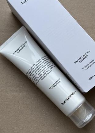 Очищуючий засіб для обличчя з кислотами transparent lab pha soft peeling cleanser