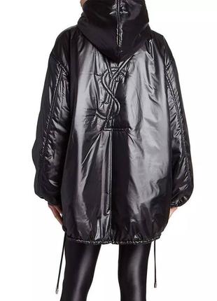 Анорак в стилі ysl з капюшоном чорний зима лаке