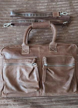 Дорожная кожаная сумка-коричневая10 фото