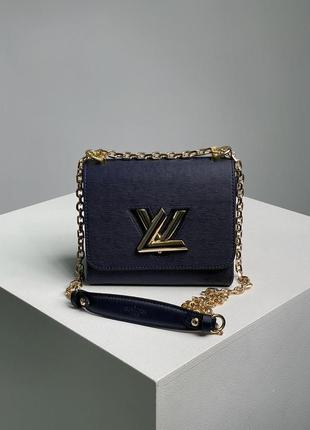 Красива стильна жіноча сумка louis vuitton large  в темно синьому кольорі луї вітон3 фото