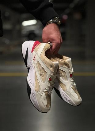 Мужские кроссовки бежевые с красным nike m2k tekno beige red