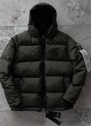 Мужская зимняя куртка stone island хаки до -25*с теплая пуховик стон айленд с капюшоном (bon)