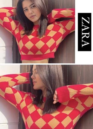 Очень стильный, яркий и теплый свитер топ от zara3 фото