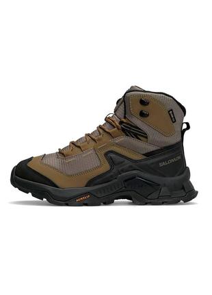 Мужские зимние трекинговые кроссовки salomon quest element gtx gore-tex army коричневые до -21*с (bon)